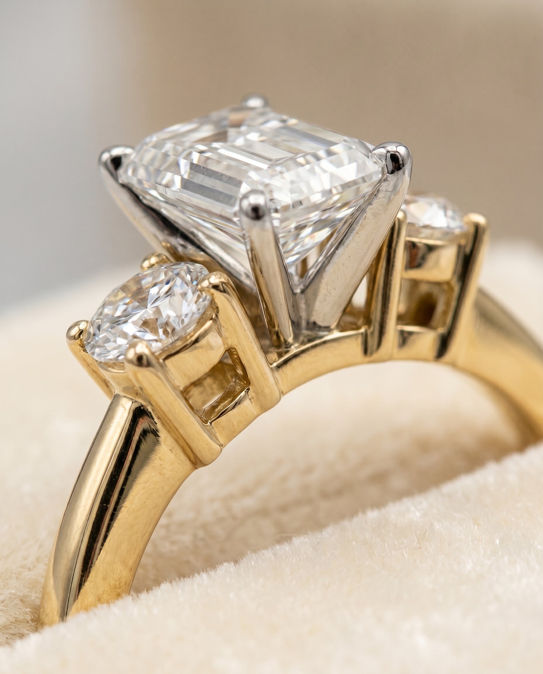 18K Yellow Gold band of The Anita emerald engagement ring setting | RockHer