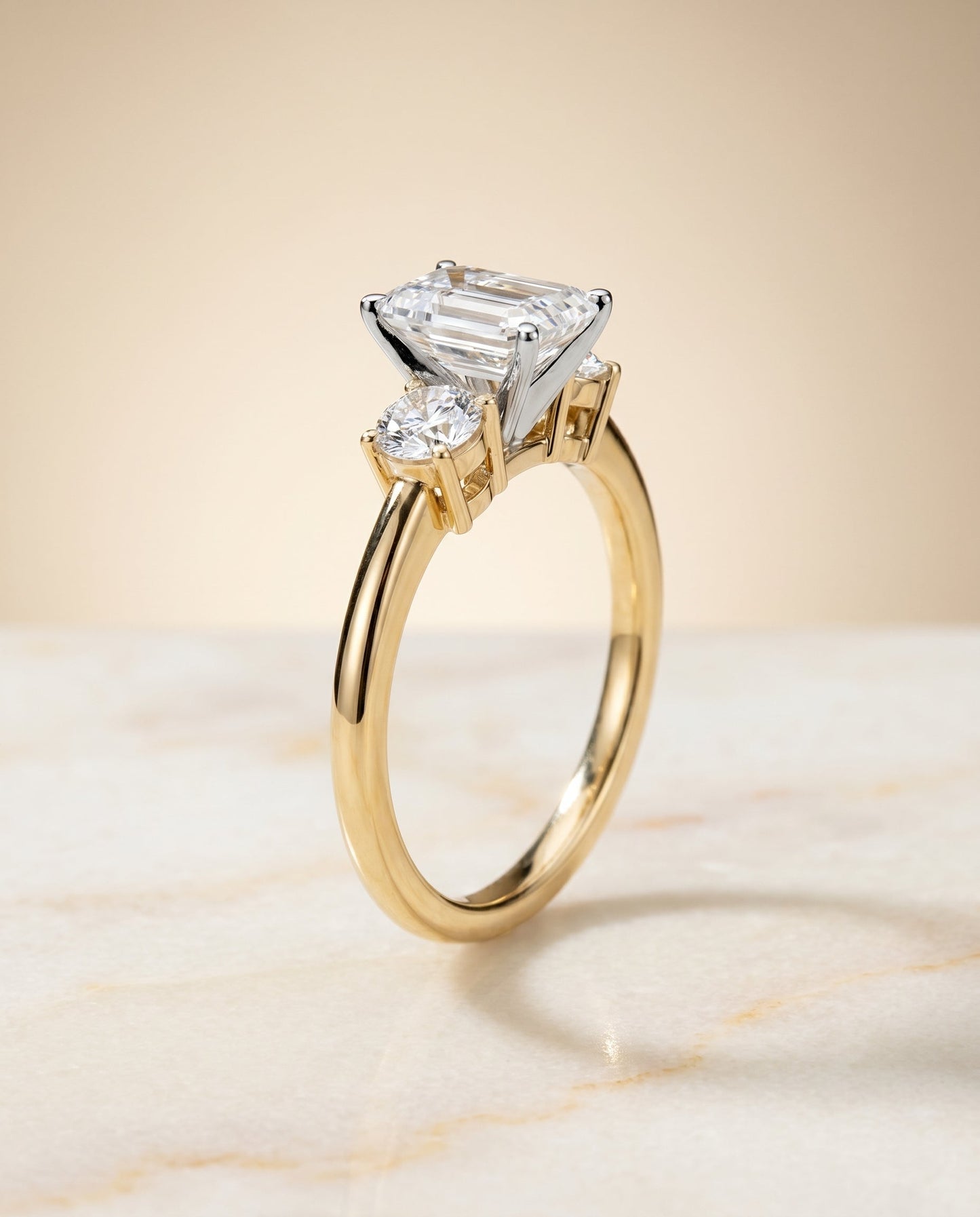 The Anita Select Three Stone Engagement Ring with Lab Diamond in 18K Yellow Gold - view 2