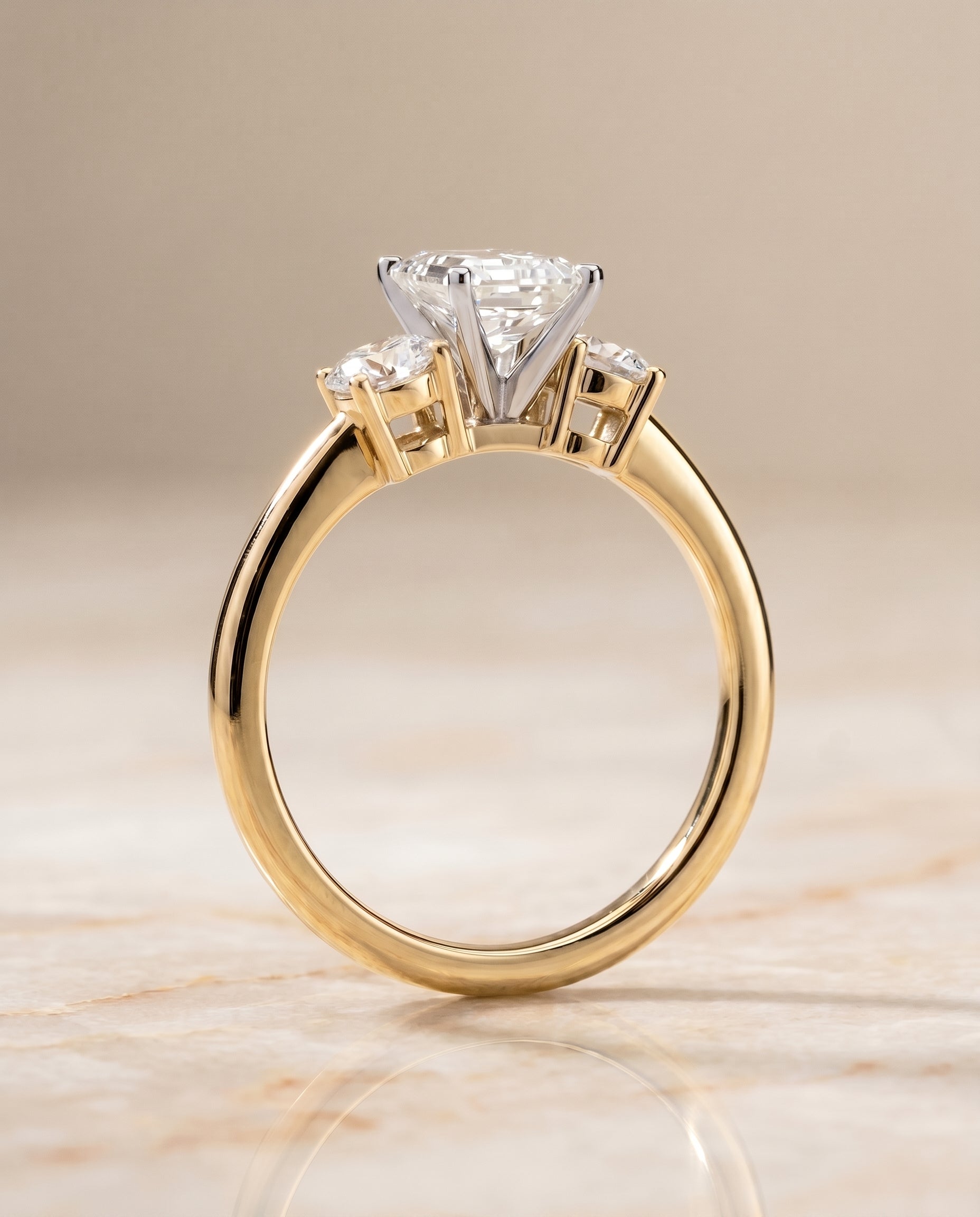 The Anita setting for emerald diamonds, made to order in 18K Yellow Gold | RockHer