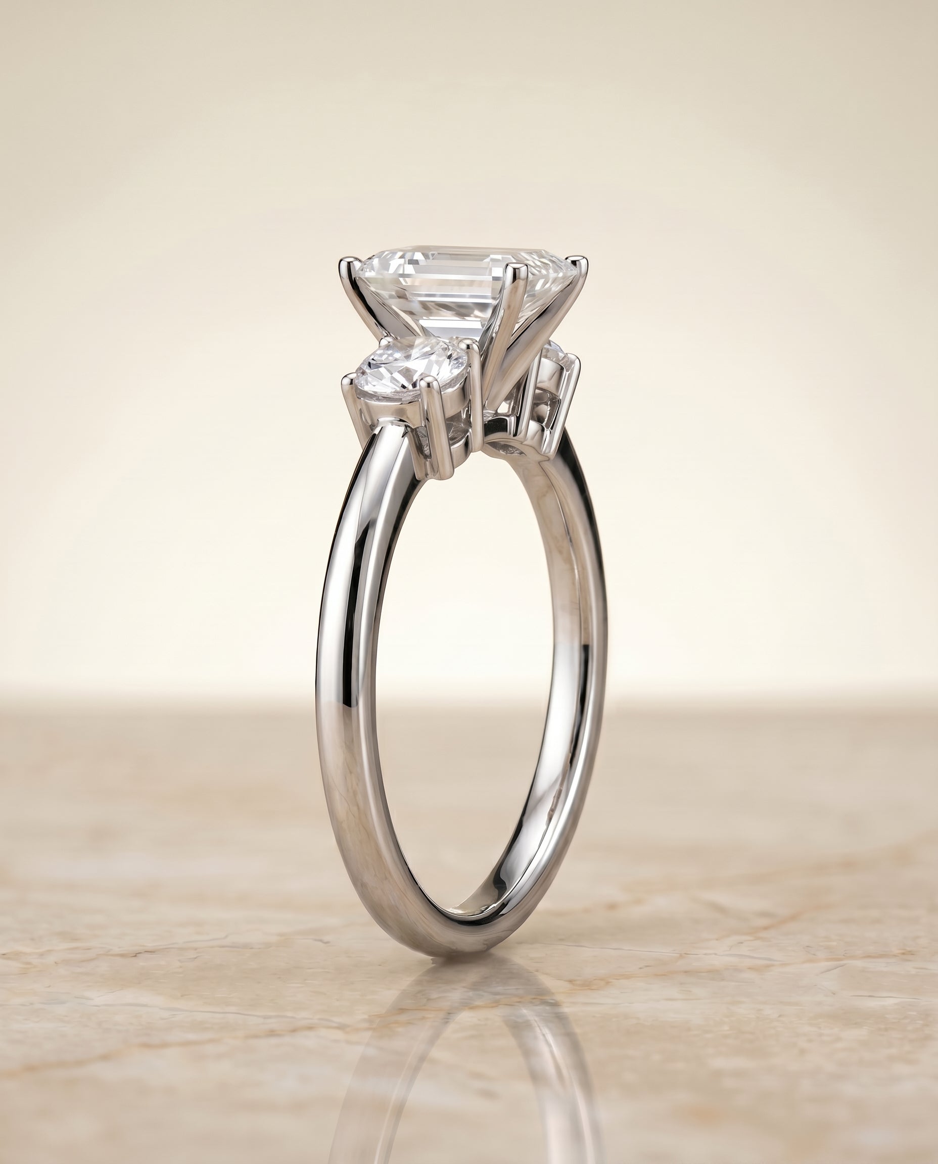 The Anita setting for emerald diamonds, made to order in Platinum | RockHer