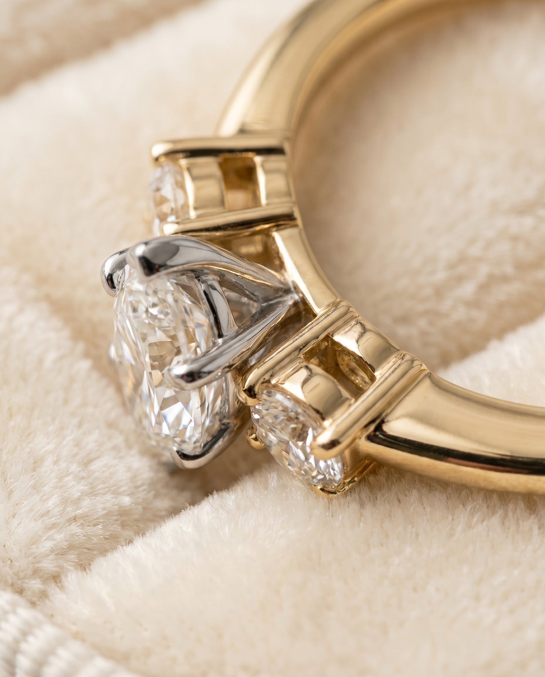 18K Yellow Gold band of The Anita marquise engagement ring setting | RockHer