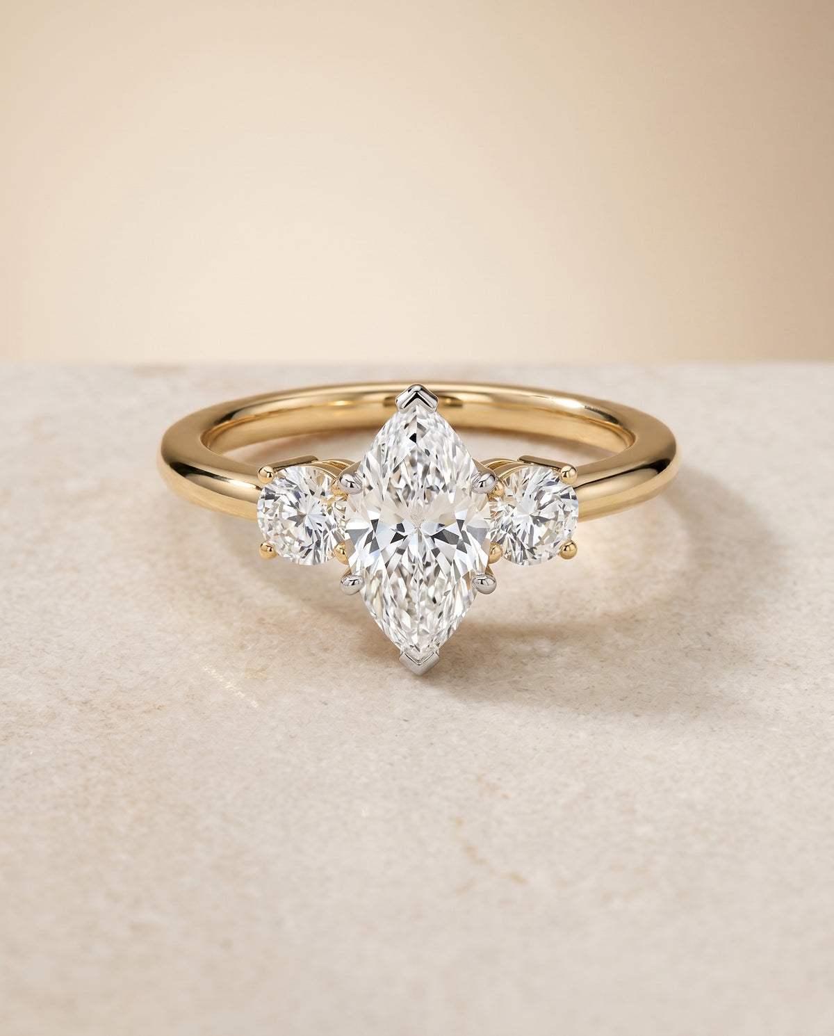 The Anita marquise engagement ring setting in 18K Yellow Gold | RockHer