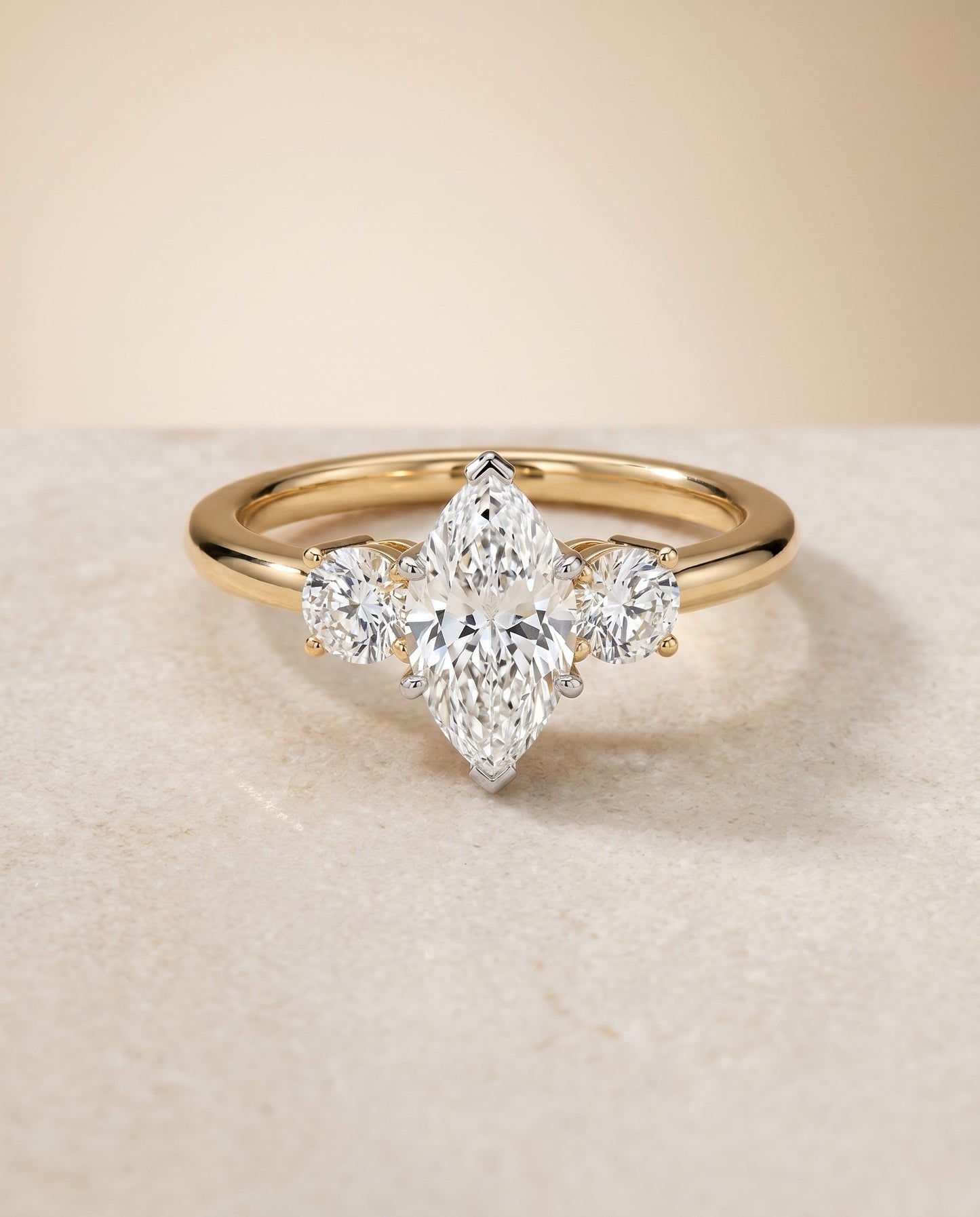 The Anita Select Three Stone Engagement Ring with Lab Diamond in 18K Yellow Gold - view 1
