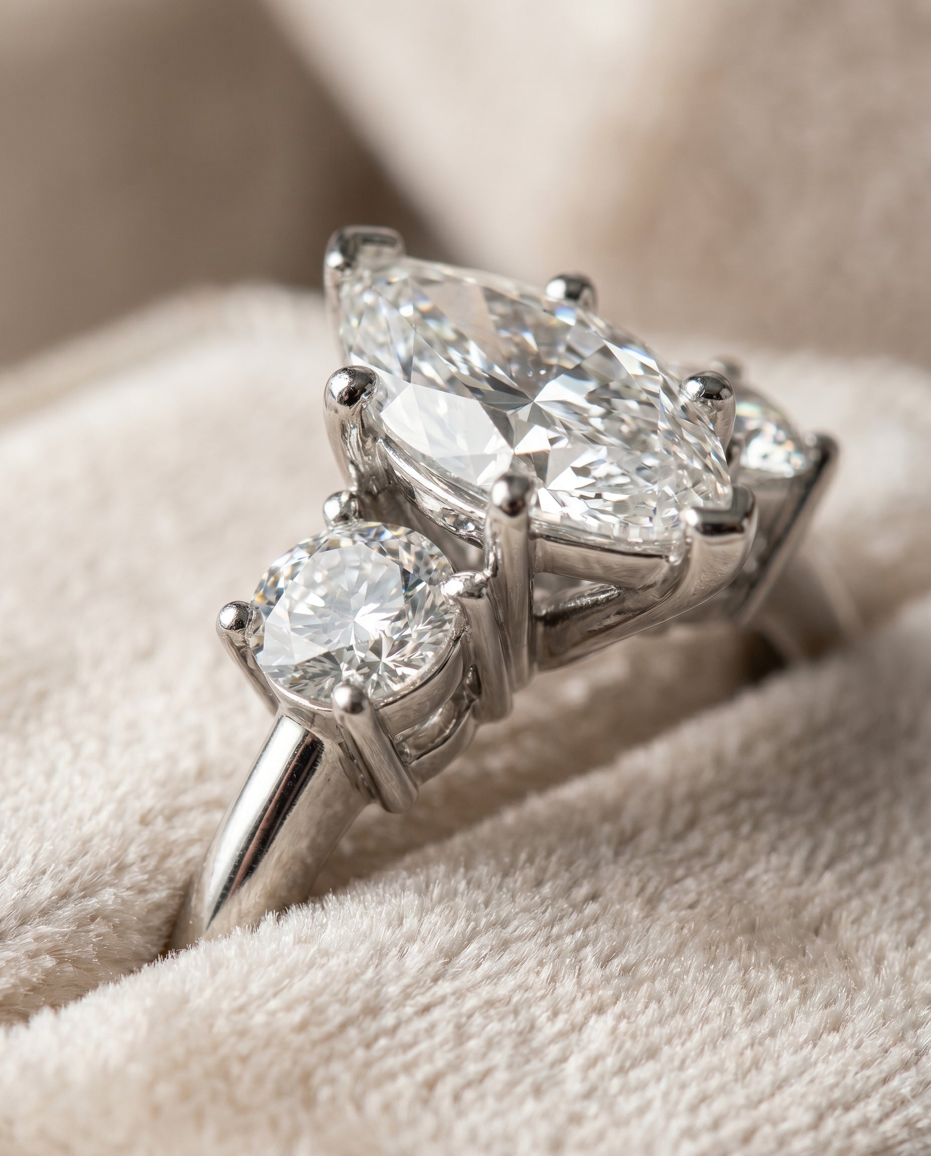 Platinum band of The Anita marquise engagement ring setting | RockHer
