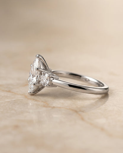 The Anita Classic Three Stone Marquise Engagement Ring Setting in 18K White Gold