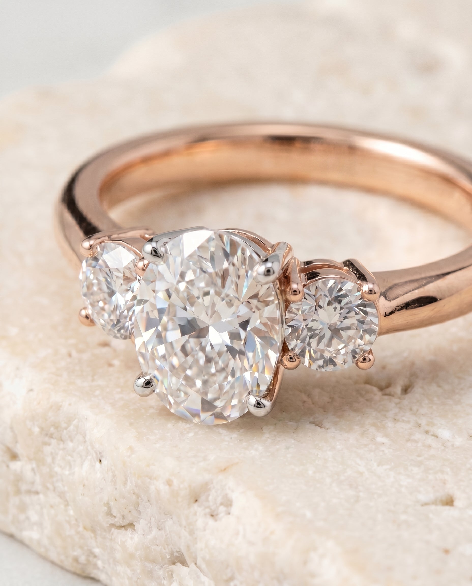 14K Rose Gold band of The Anita oval engagement ring setting | RockHer