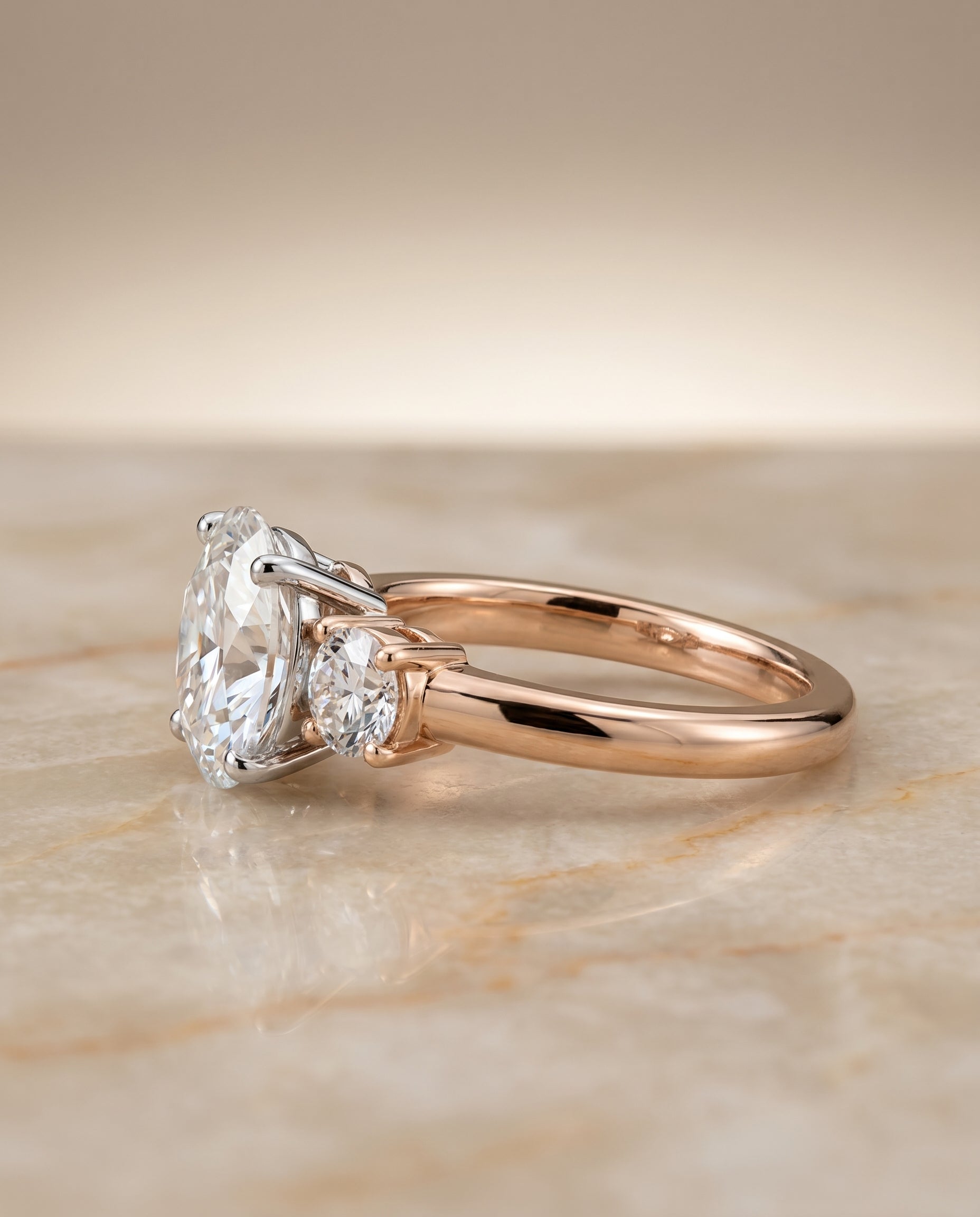 The Anita setting for oval diamonds, made to order in 14K Rose Gold | RockHer
