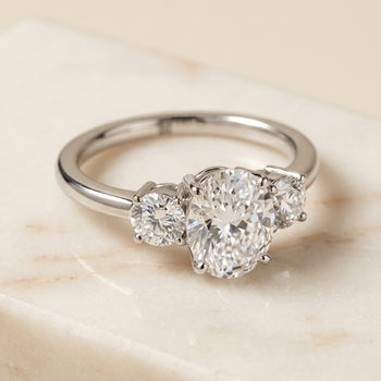 The Anita Classic Three Stone Oval Engagement Ring Setting in 18K White Gold