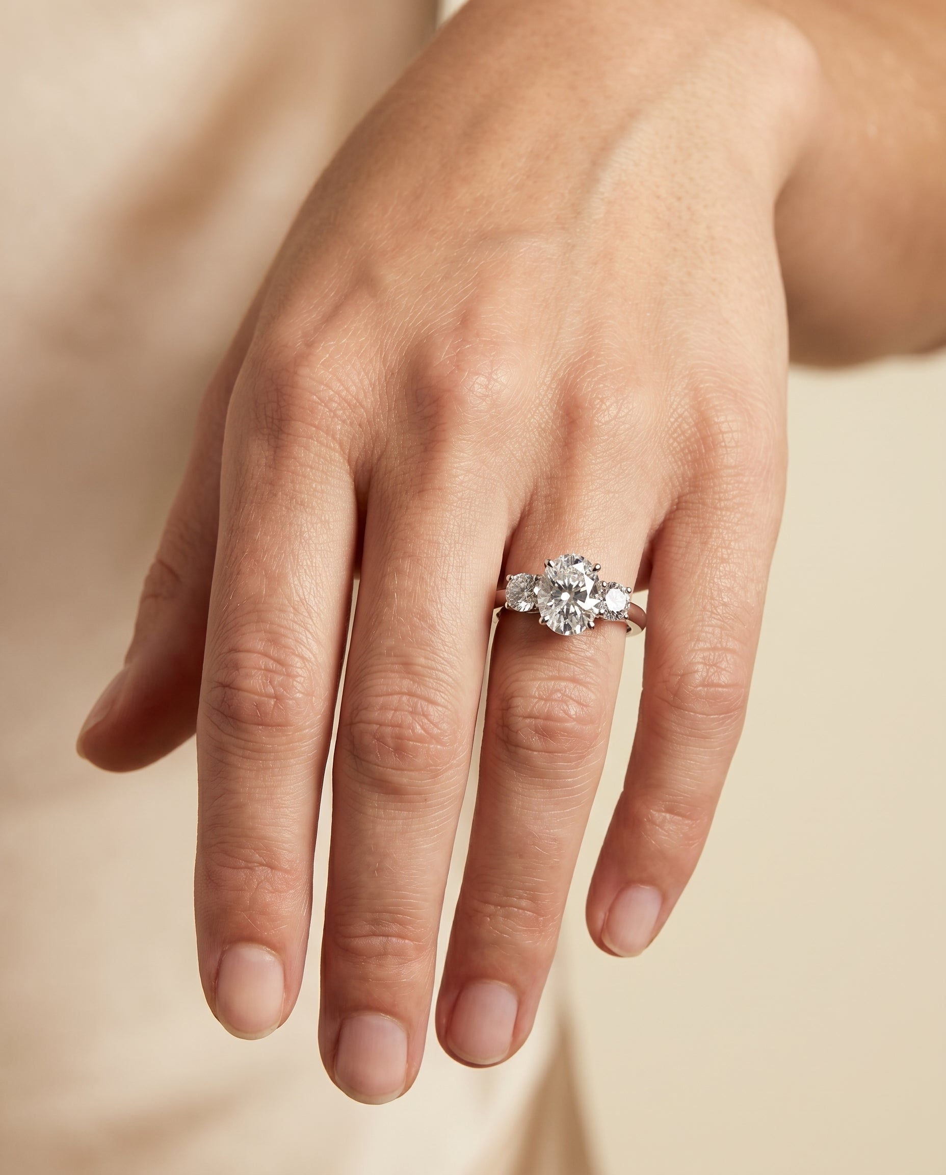 The Anita engagement ring setting in Platinum, classic three stone design | RockHer