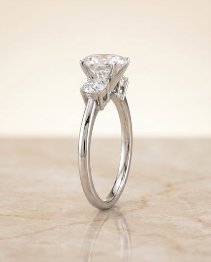 Anita Select Three Stone Oval Lab Diamond Engagement Ring in 18K White Gold, side view | RockHer