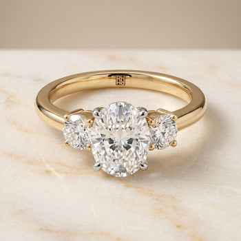 The Anita Classic Three Stone Oval Engagement Ring Setting in 18K Yellow Gold