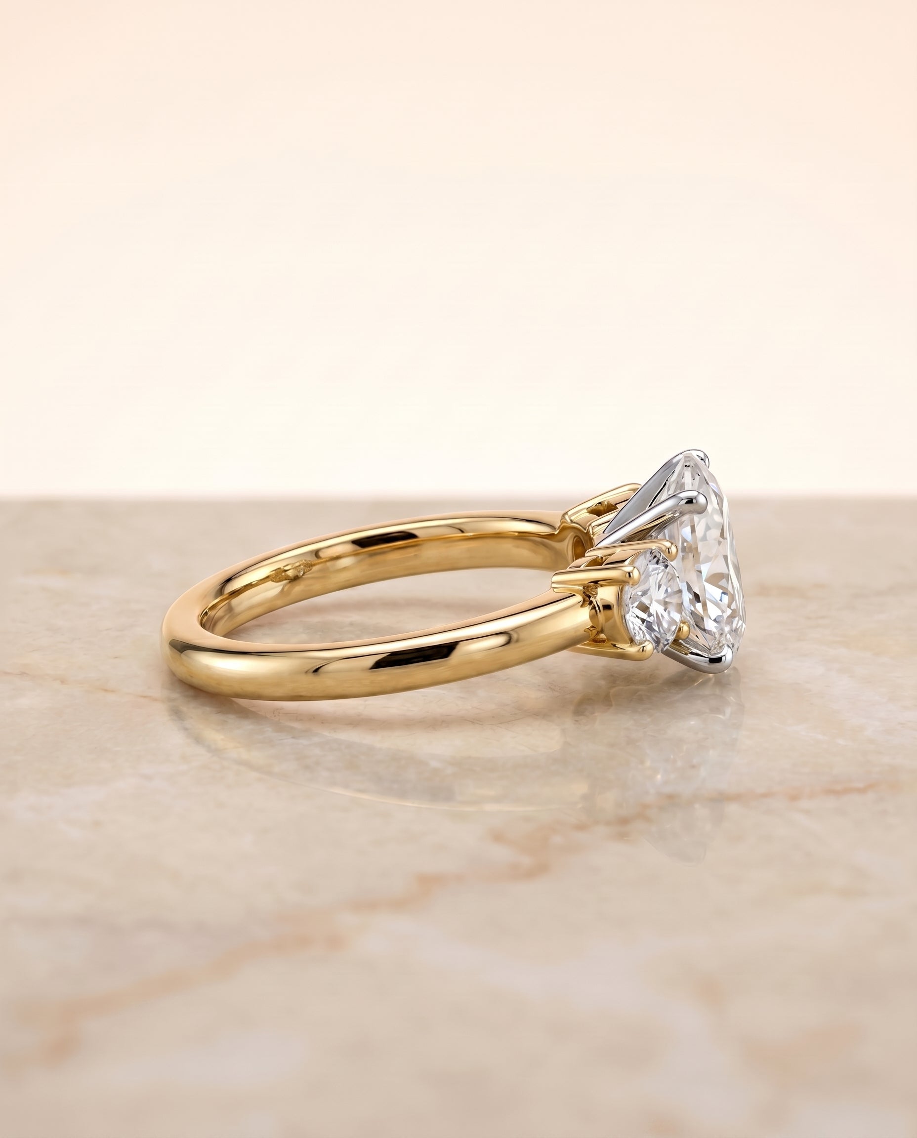 The Anita setting for oval diamonds, made to order in 18K Yellow Gold | RockHer