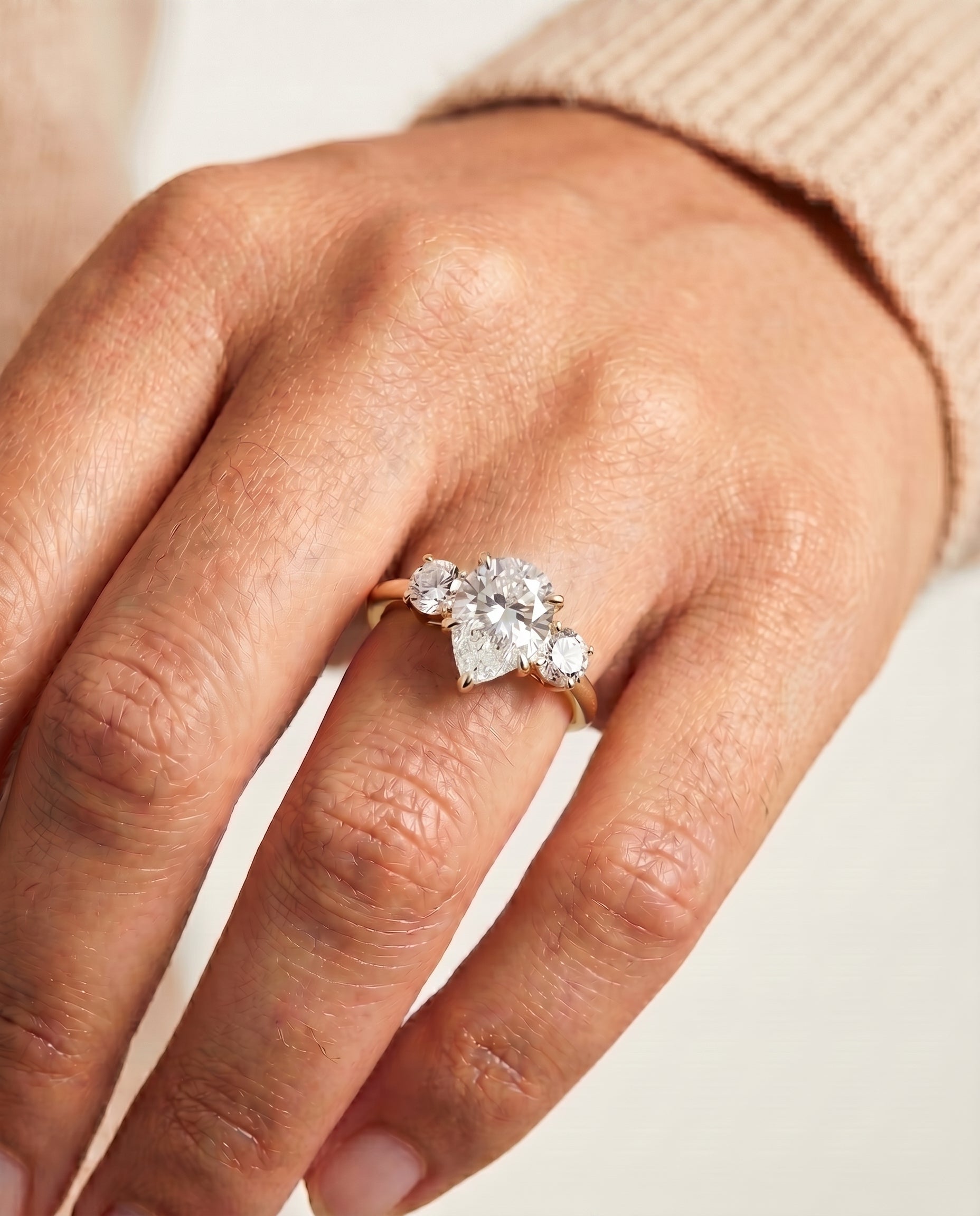 The Anita engagement ring setting in 18K Yellow Gold, classic three stone design | RockHer