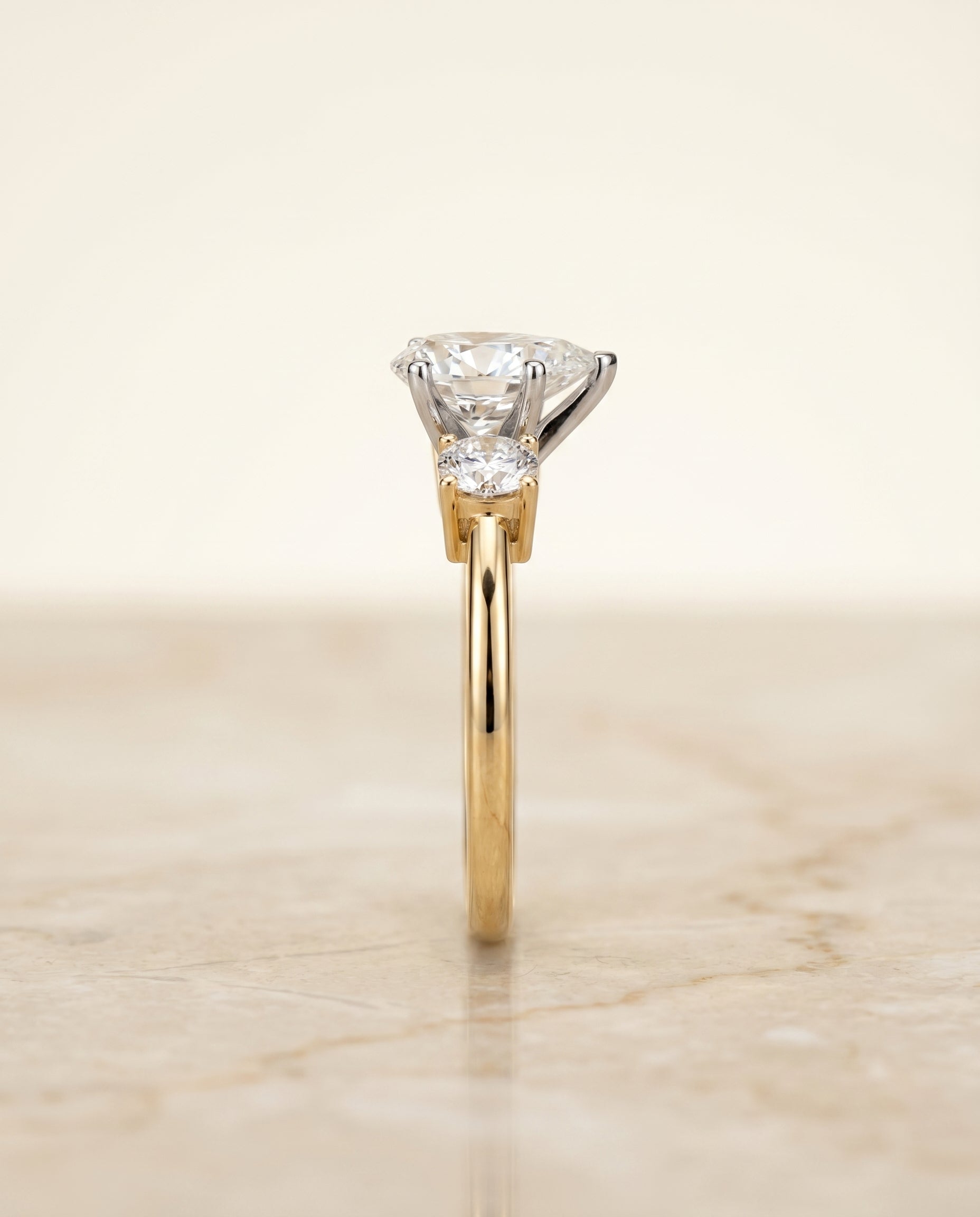 The Anita setting for pear diamonds, made to order in 18K Yellow Gold | RockHer