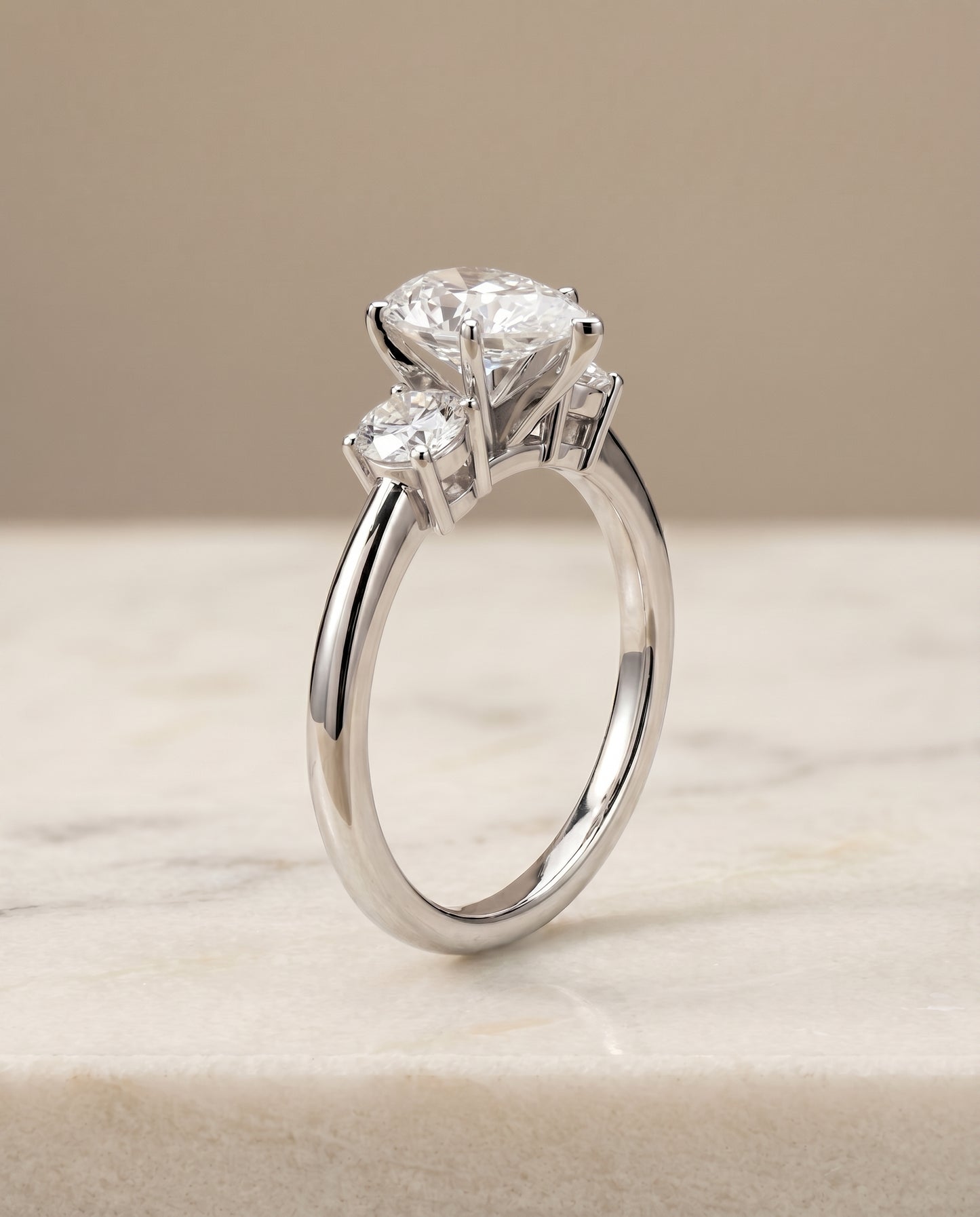 The Anita Three Stone Engagement Ring Setting for Pear Diamonds in 18K White Gold