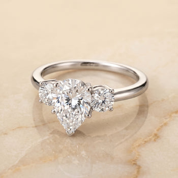 The Anita Classic Three Stone Pear Engagement Ring Setting in 18K White Gold