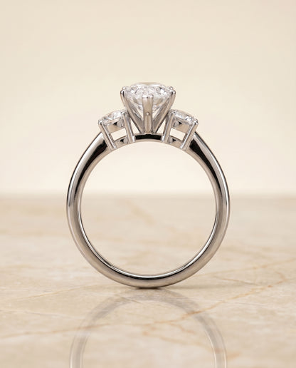 The Anita Classic Three Stone Pear Engagement Ring Setting in Platinum