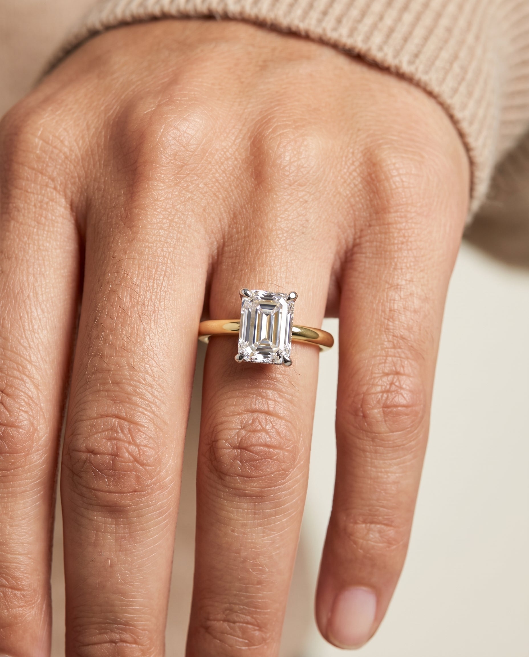 The Annabelle engagement ring setting in 18K Yellow Gold, hidden pavé basket crown solitaire cut design | RockHer