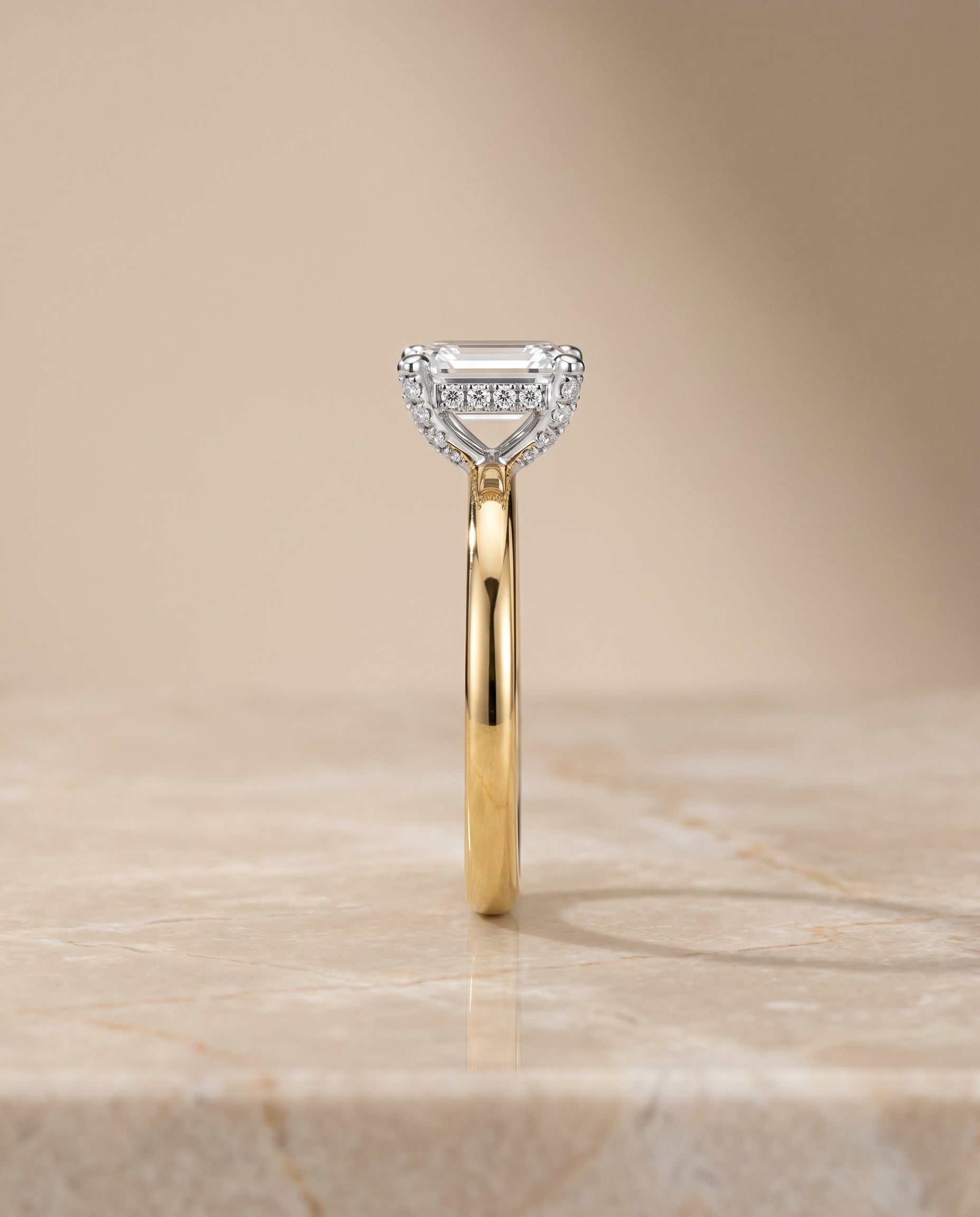 The Annabelle setting for emerald diamonds, made to order in 18K Yellow Gold | RockHer