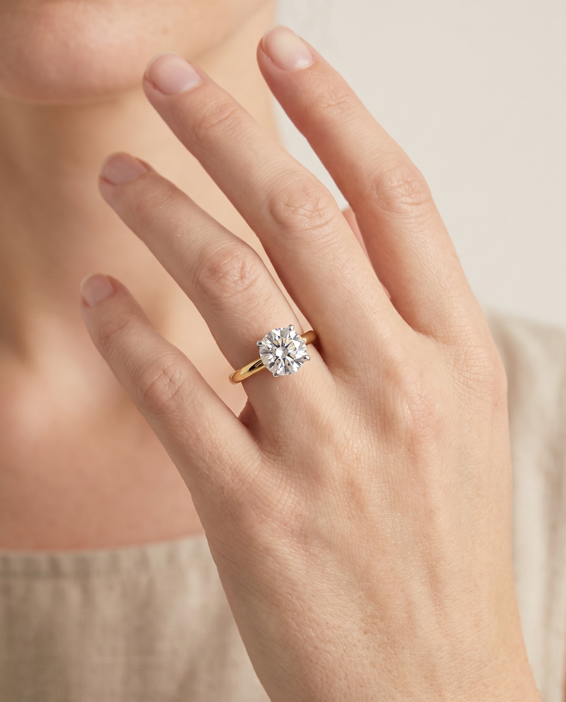 The Annabelle engagement ring setting in 18K Yellow Gold, hidden pavé basket crown solitaire design | RockHer
