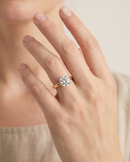 The Annabelle Hidden Pavé Basket Crown Solitaire Round Engagement Ring Setting in 18K Yellow Gold