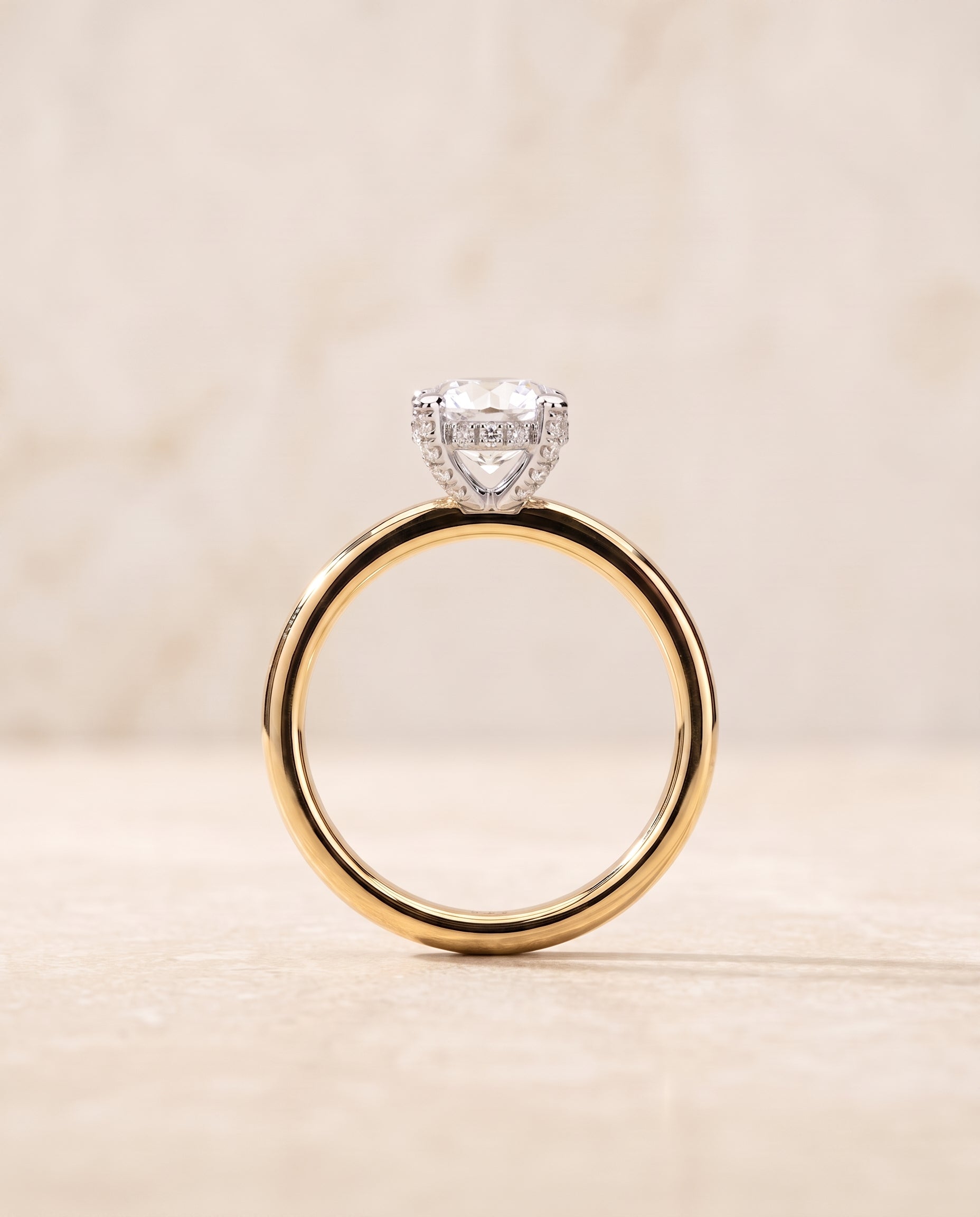 The Annabelle setting for round diamonds, made to order in 18K Yellow Gold | RockHer