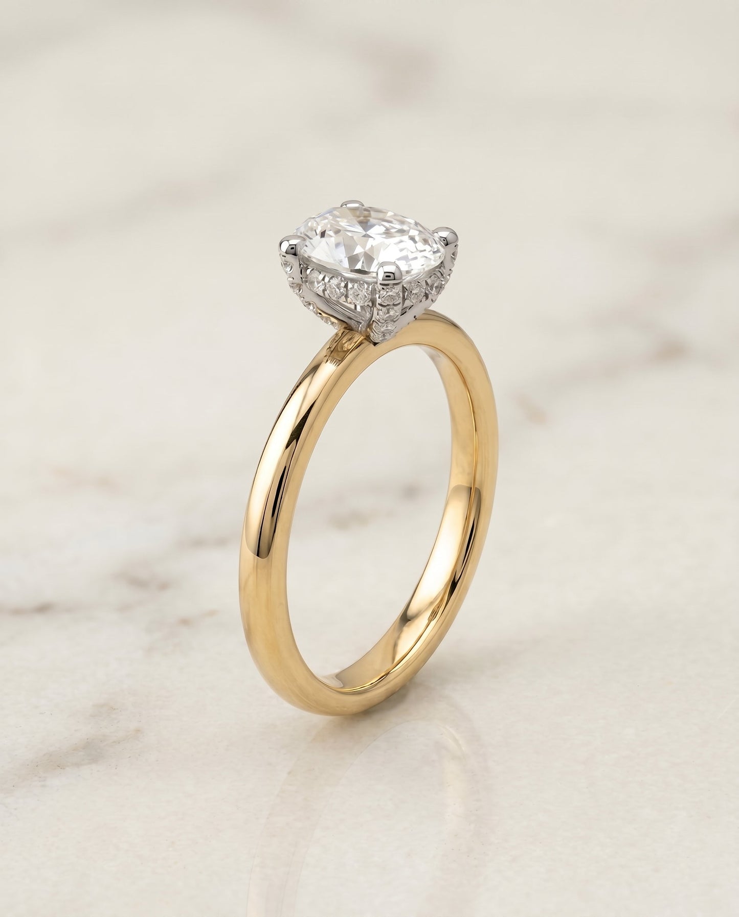 Annabelle Select Pavé Oval Lab Diamond Engagement Ring in 18K Yellow Gold, front view | RockHer