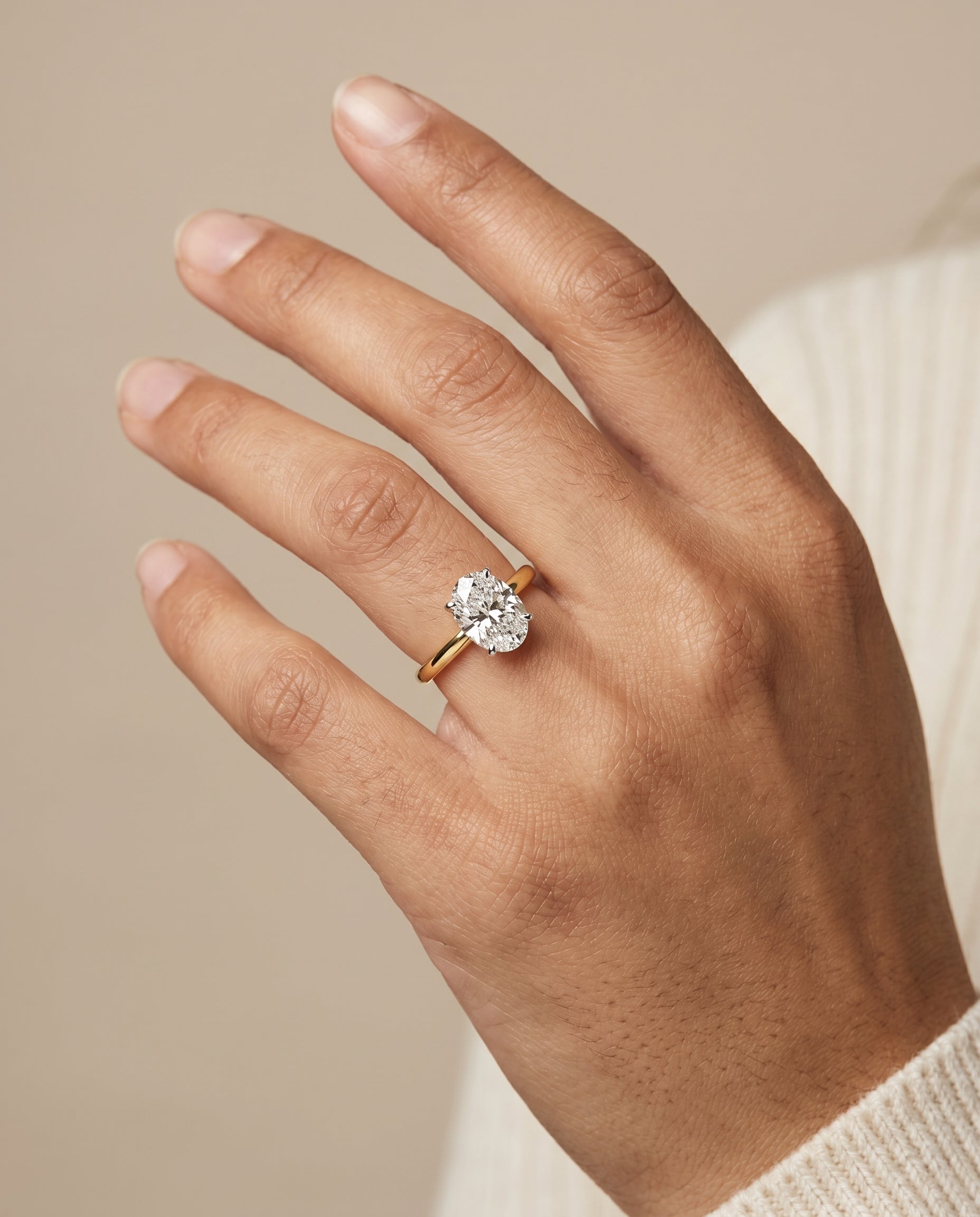 The Annabelle engagement ring setting in 18K Yellow Gold, hidden pavé basket crown solitaire design | RockHer