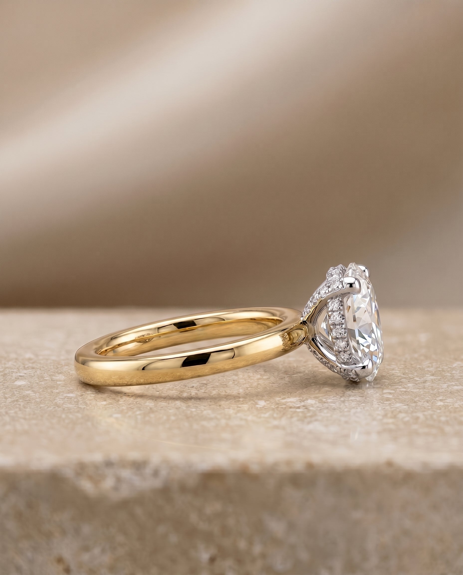 The Annabelle setting for oval diamonds, made to order in 18K Yellow Gold | RockHer