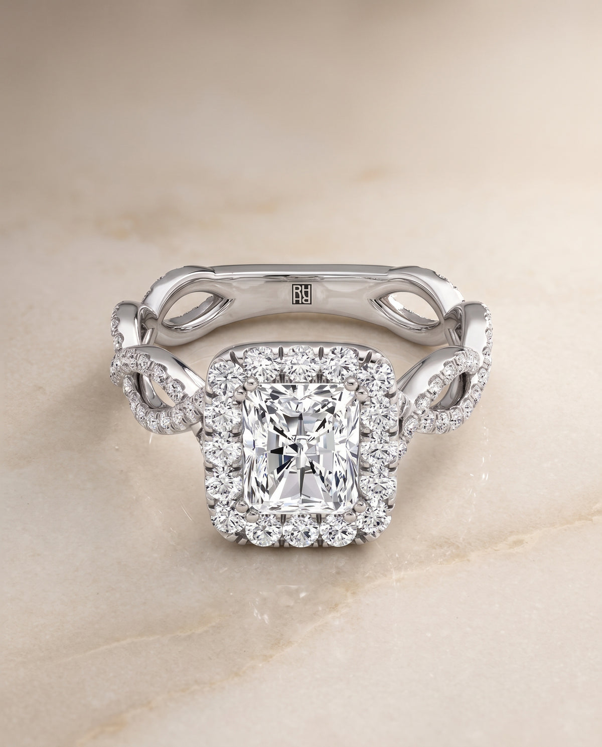The Annie radiant engagement ring setting in Platinum | RockHer