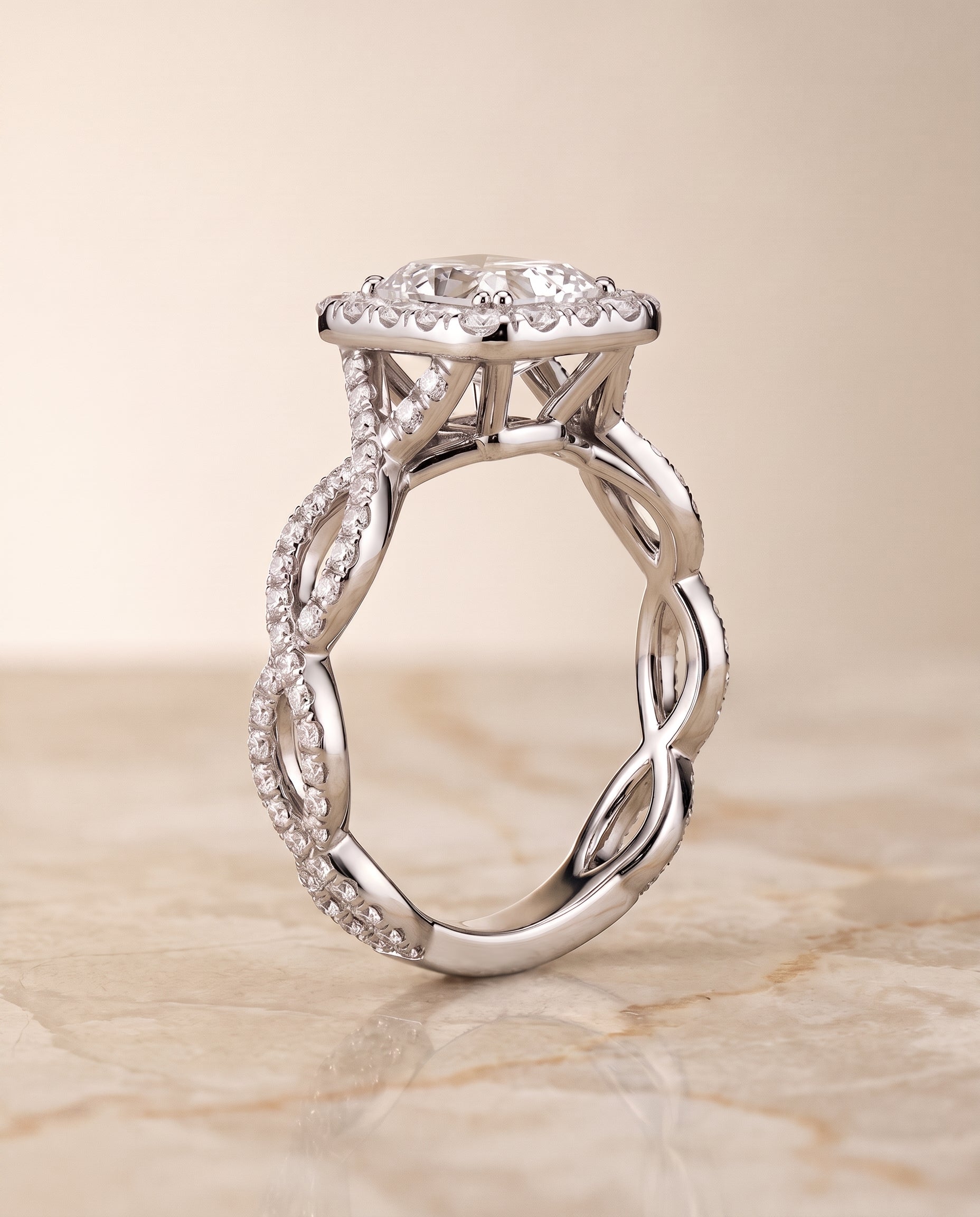 The Annie setting for radiant diamonds, made to order in Platinum | RockHer