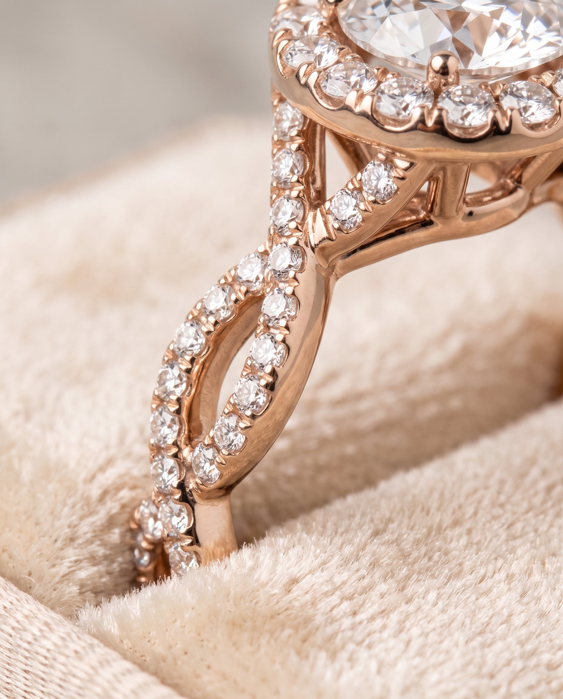 14K Rose Gold band of The Annie round engagement ring setting | RockHer