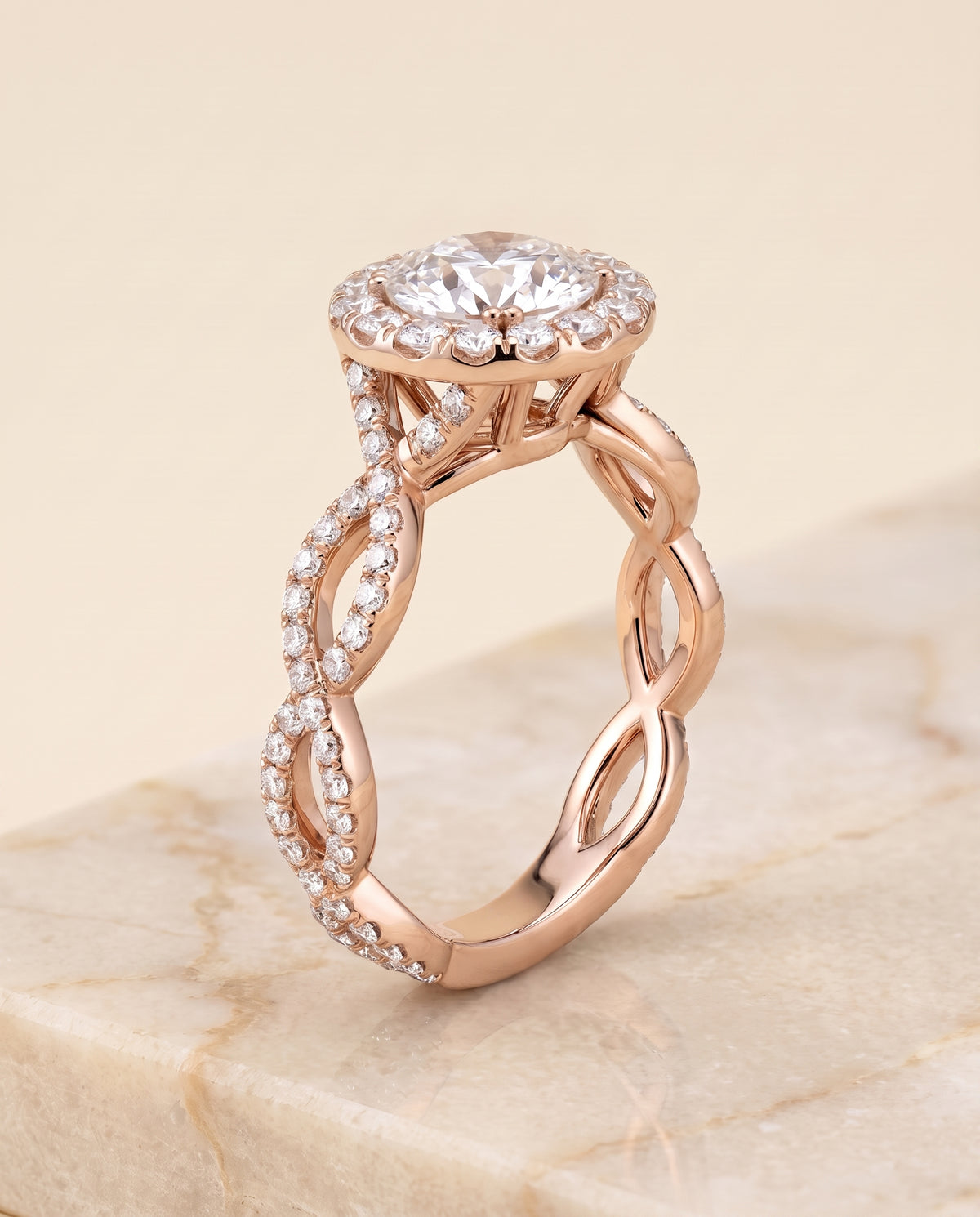 The Annie round engagement ring setting in 14K Rose Gold | RockHer