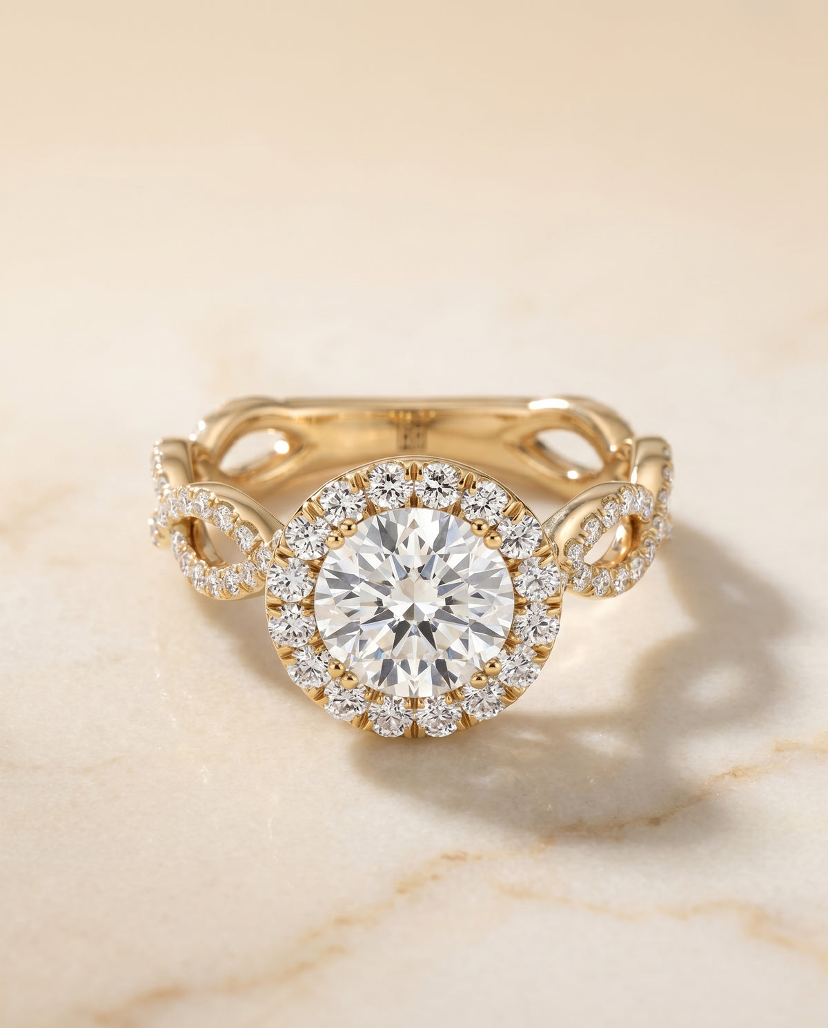 The Annie round engagement ring setting in 18K Yellow Gold | RockHer