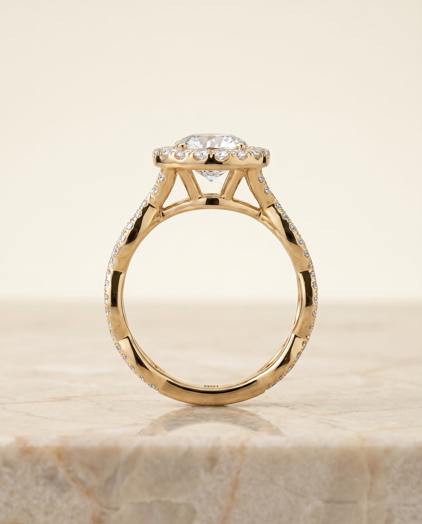 The Annie Select Halo Engagement Ring with Lab Diamond in 18K Yellow Gold - view 5