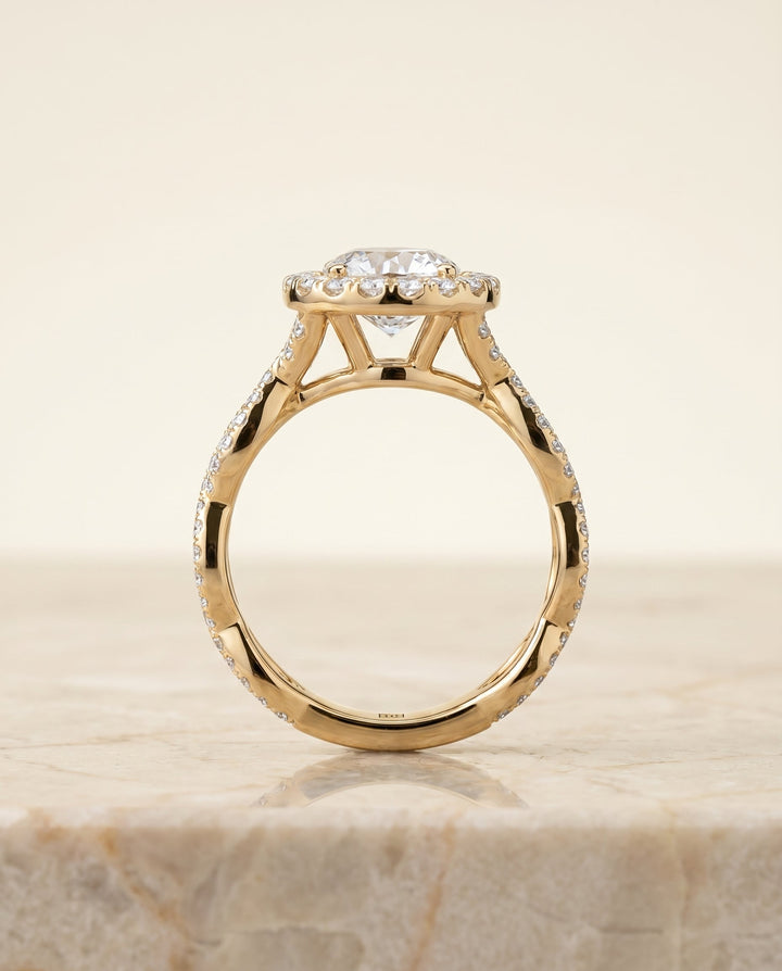 The Annie Select Halo Engagement Ring with Lab Diamond in 18K Yellow Gold - view 5