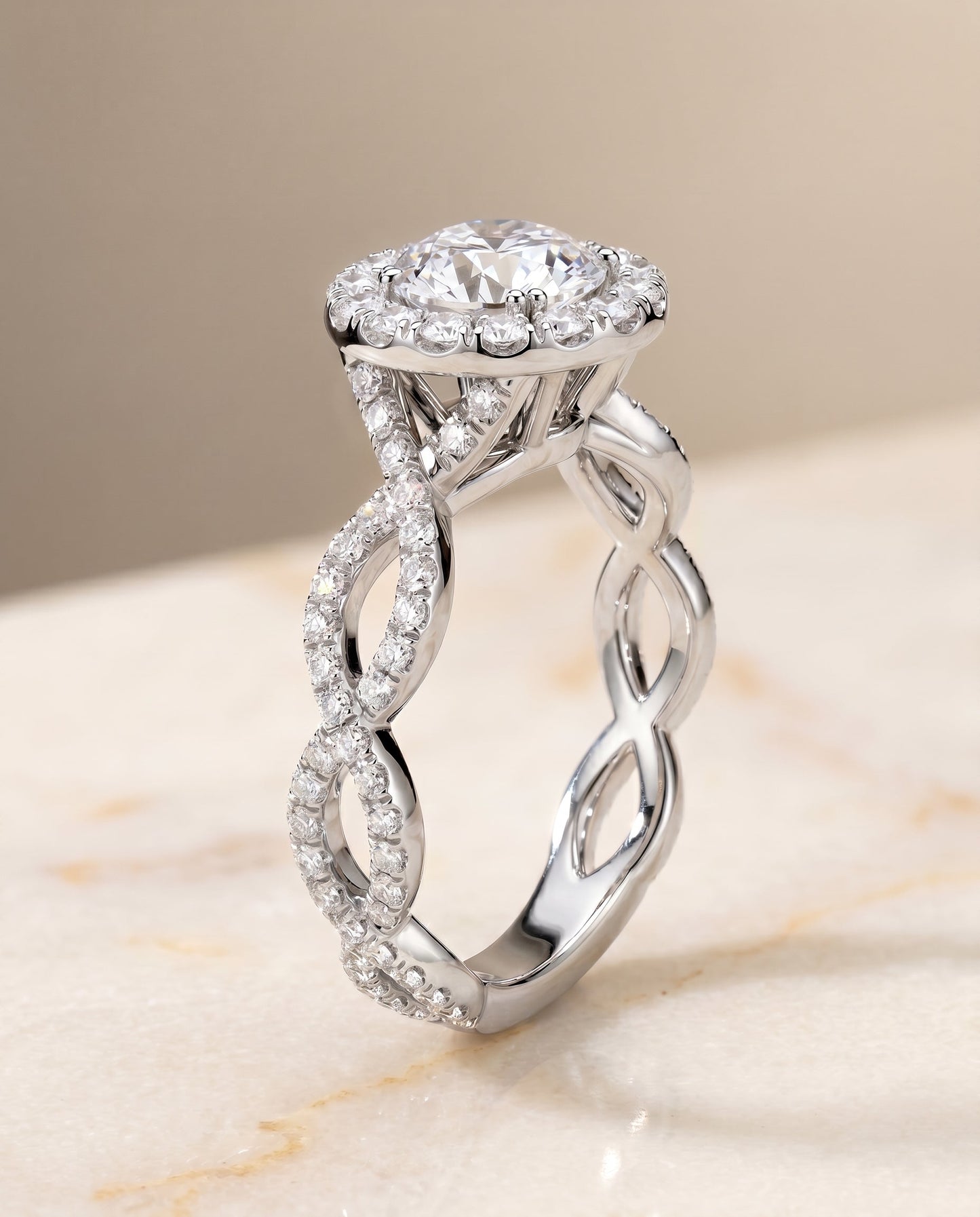 The Annie Select Halo Engagement Ring with Lab Diamond in Platinum - view 2