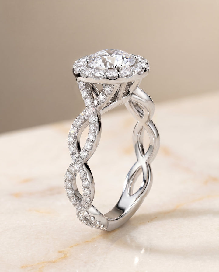 The Annie Select Halo Engagement Ring with Lab Diamond in 18K White Gold - view 2