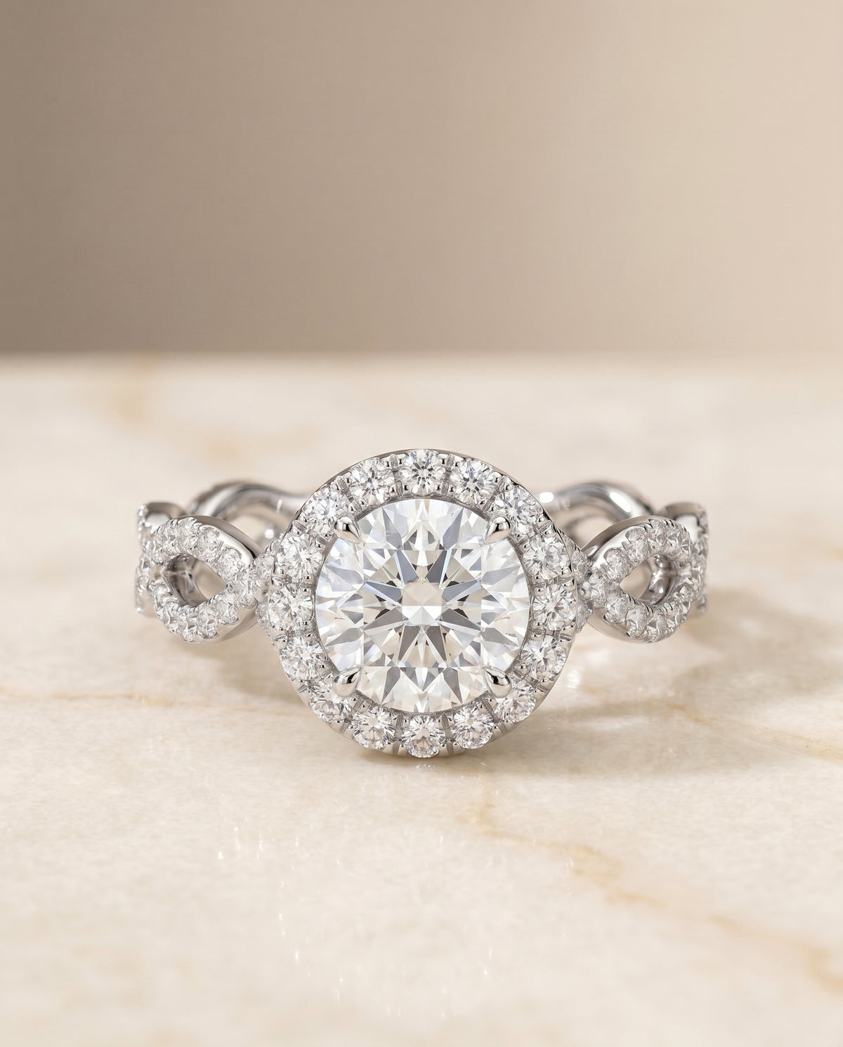 The Annie round engagement ring setting in Platinum | RockHer
