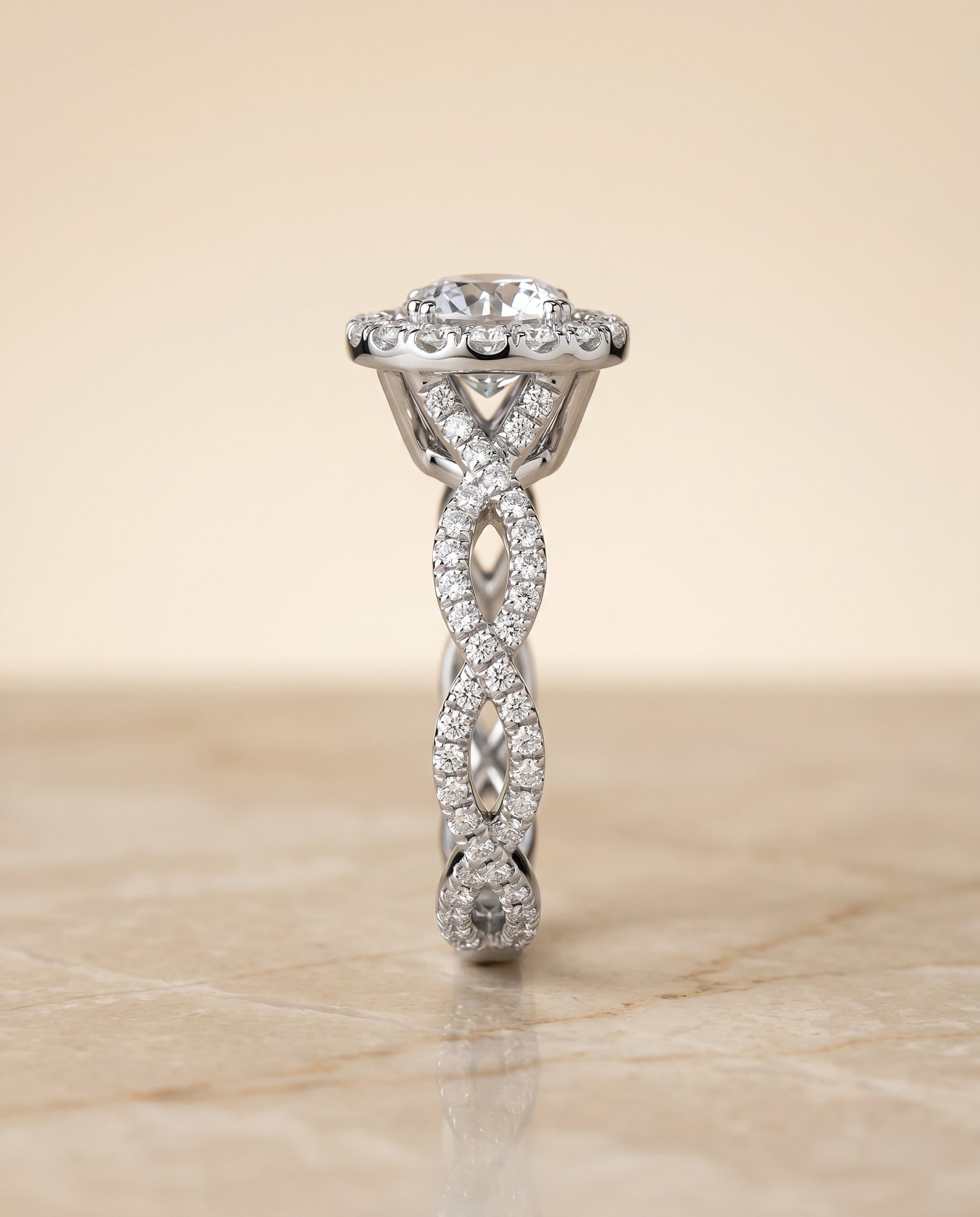 The Annie setting for round diamonds, made to order in Platinum | RockHer