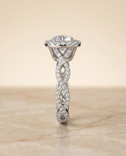 The Annie Halo Round Engagement Ring Setting in Platinum