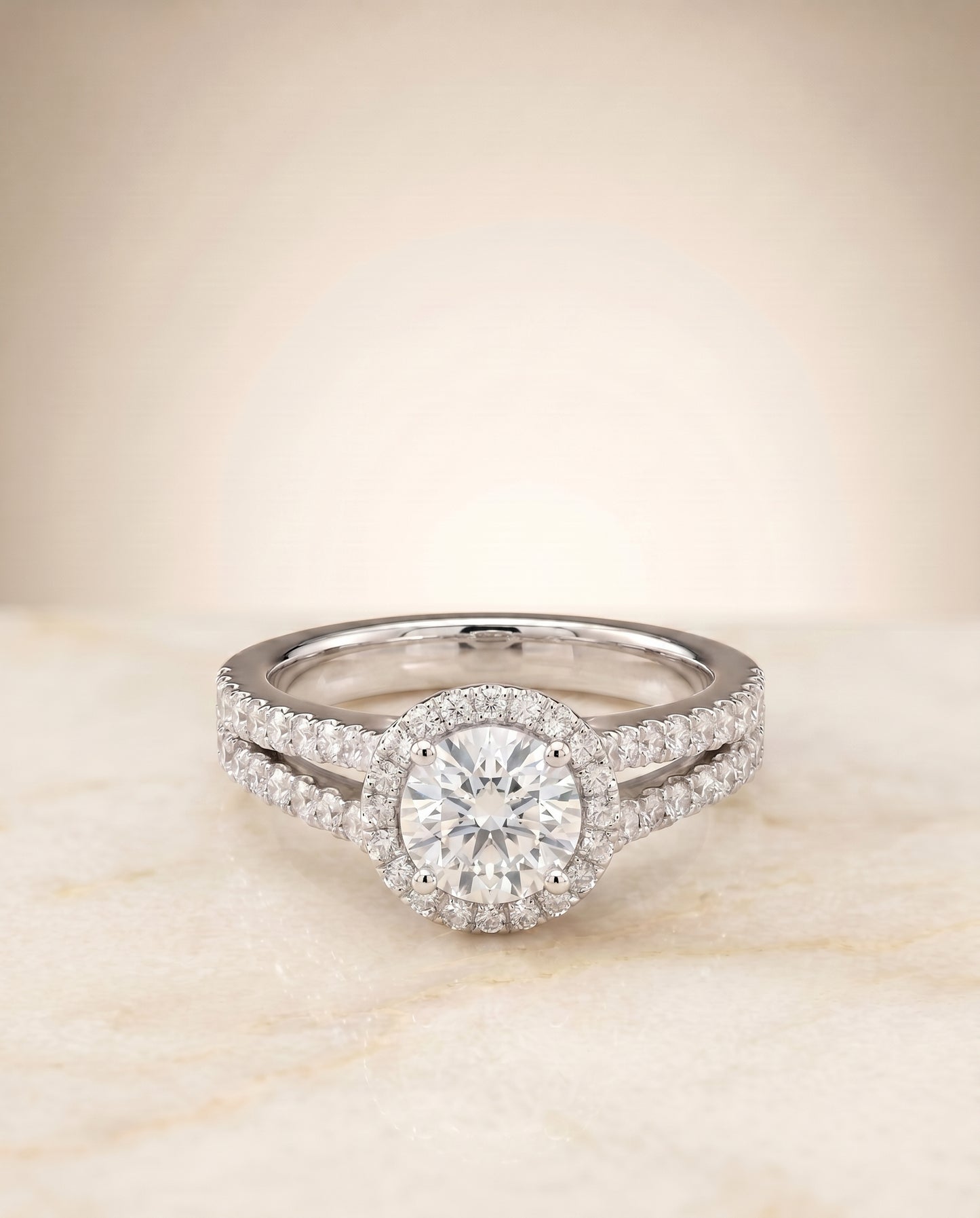 The Aretha Halo Engagement Ring Setting for Cushion Diamonds in Platinum