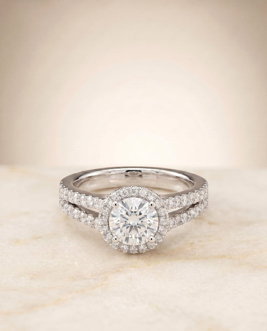 The Aretha Select Halo Engagement Ring with Lab Diamond in Platinum - view 1