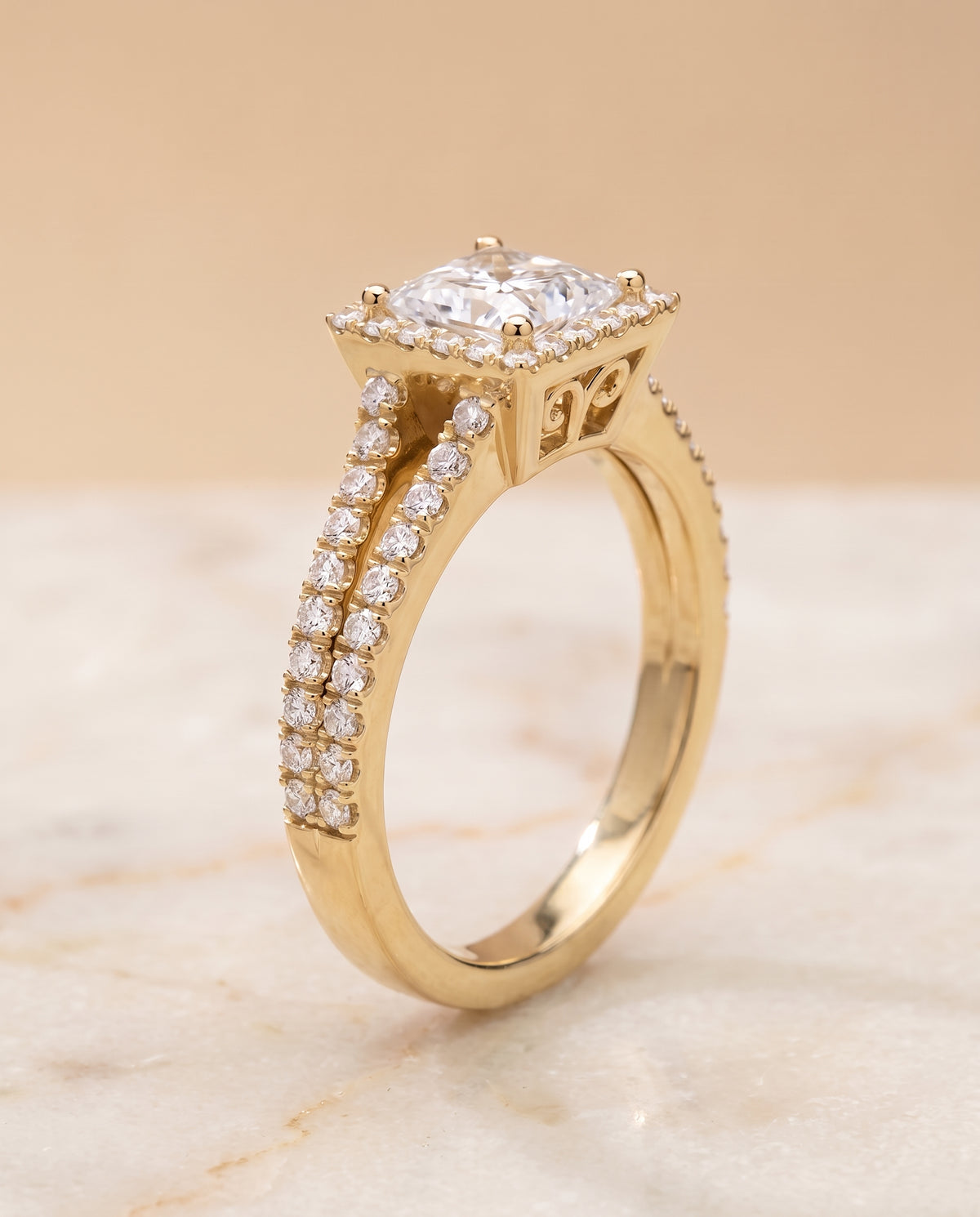 The Aretha princess engagement ring setting in 18K Yellow Gold | RockHer