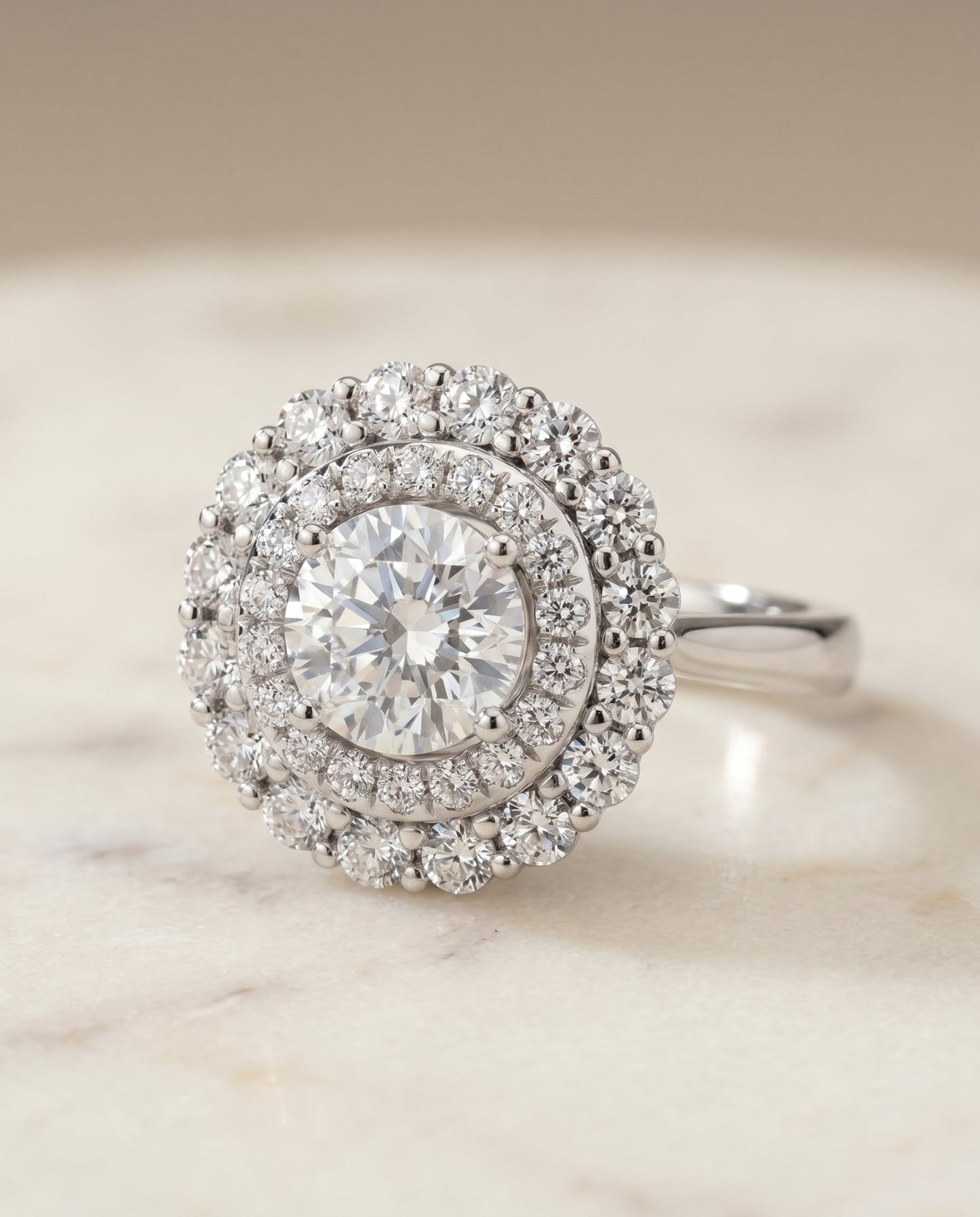 Arietta Select Double Halo Sunburst in 14K White Gold – view 1