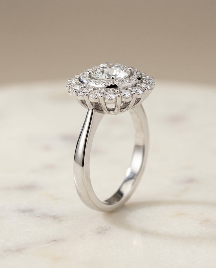 Arietta Select Double Halo Sunburst in 18K White Gold – view 2