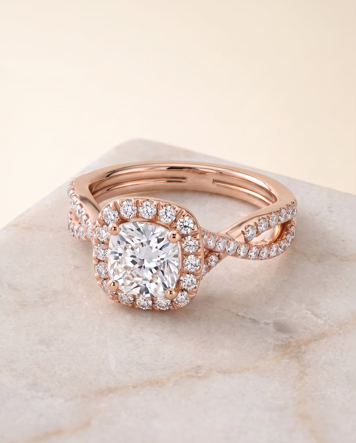 The Audra cushion engagement ring setting in 14K Rose Gold | RockHer