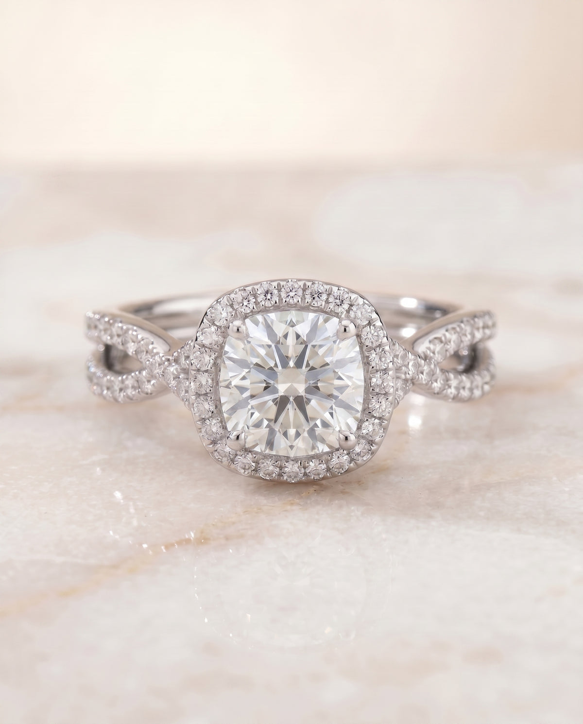 The Audra cushion engagement ring setting in Platinum | RockHer