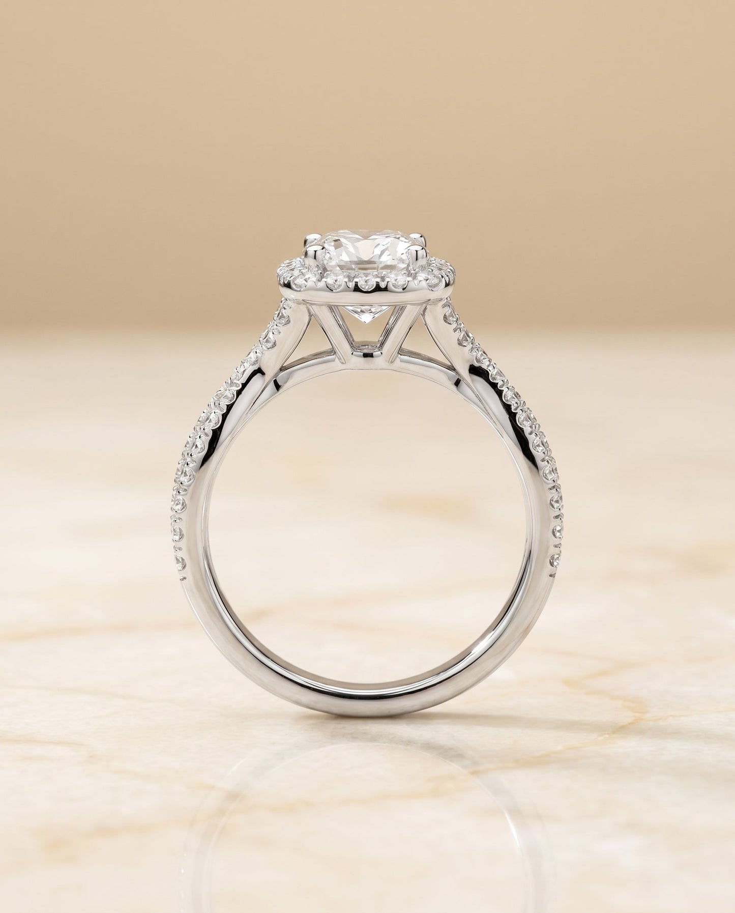 The Audra Select Halo Engagement Ring with Lab Diamond in 18K White Gold - view 5