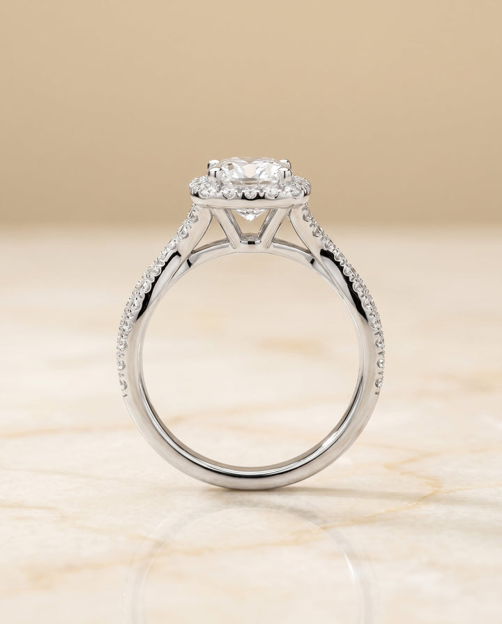 The Audra Select Halo Engagement Ring with Lab Diamond in 18K White Gold - view 5
